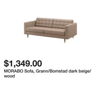Ikea Morabo sofa, grann/bomstad dark beige/wood offer