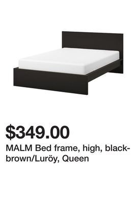 Ikea Malm bed frame, high, black-brown/luröy, queen offer