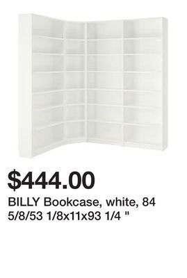 Ikea Billy bookcase, white, 84 5/8/53 1/8x11x93 1/4 offer