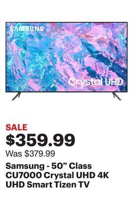 Best Buy Samsung - 50 class cu7000 crystal uhd 4k uhd smart tizen tv offer