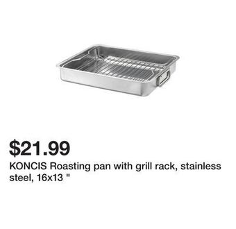 Ikea Koncis roasting pan with grill rack, stainless steel, 16x13 offer