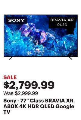 Best Buy Sony - 77 class bravia xr a80k 4k hdr oled google tv offer