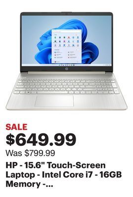 Best Buy Hp - 15.6 touch-screen laptop - intel core i7 - 16gb memory - 512gb ssd - natural silver offer