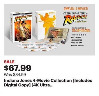 Best Buy Indiana jones 4-movie collection [includes digital copy] [4k ultra hd blu-ray] offer