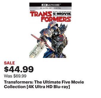 Best Buy Transformers: the ultimate five movie collection [4k ultra hd blu-ray] offer