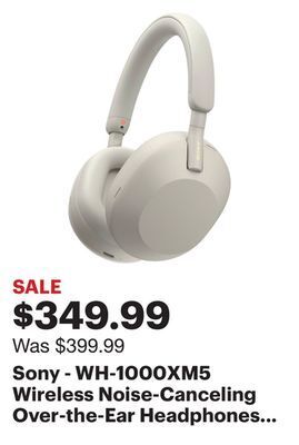 Best Buy Sony - wh-1000xm5 wireless noise-canceling over-the-ear headphones - silver offer