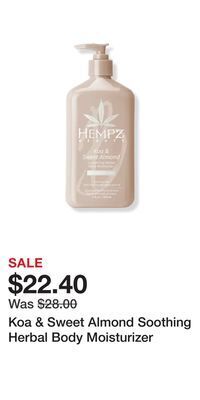 Ulta Beauty Koa & sweet almond soothing herbal body moisturizer offer