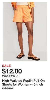 Old Navy High-waisted poplin pull-on shorts for women -- 5-inch inseam offer