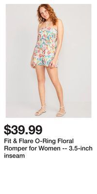 Old Navy Fit & flare o-ring floral romper for women -- 3.5-inch inseam offer