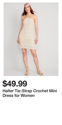 Old Navy Halter tie-strap crochet mini dress for women offer