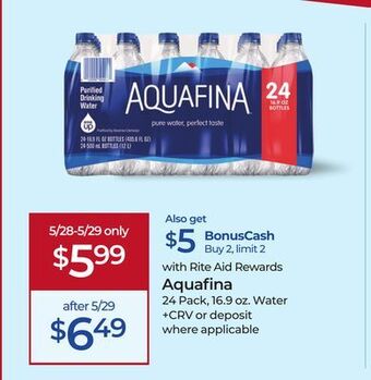 Rite Aid Aquafina offer