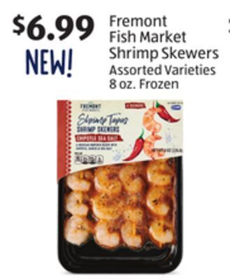 Aldi Fremont fish market shrimp skewers offer