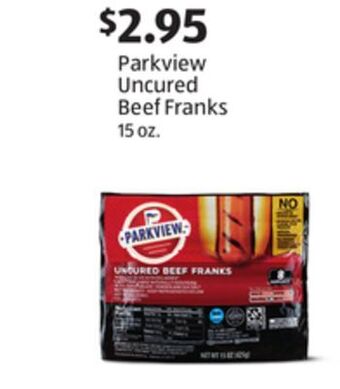 Aldi Parkview uncured beef franks offer