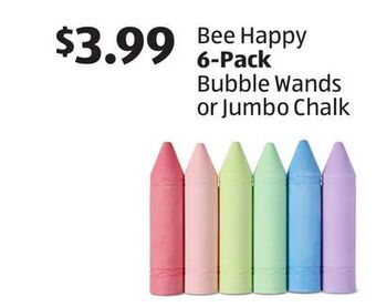 Aldi Bee happy 6-pack bubble wands or jumbo chalk offer