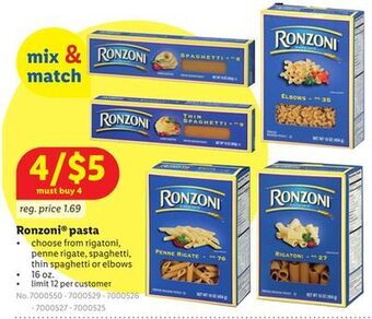 Lidl Ronzoni® pasta offer