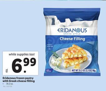 Lidl Eridanous frozen pastry with greek cheese filling offer