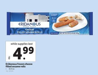 Lidl Eridanous frozen cheese filled sesame rolls offer