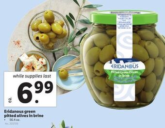 Lidl Eridanous green pitted olives in brine offer