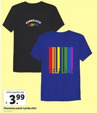 Lidl Chemistry adult's pride shirt offer