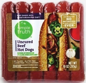 Kroger Simple truth beef or turkey hot dogs offer