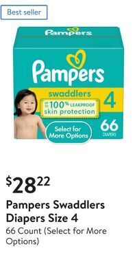 Walmart Pampers swaddlers diapers size 4 offer