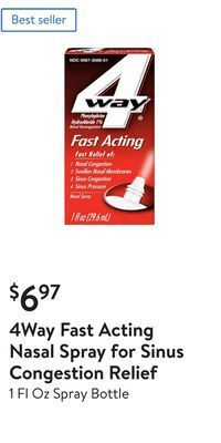 Walmart 4way fast acting nasal spray for sinus congestion relief offer