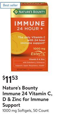 Walmart Nature's bounty immune 24 vitamin c, d & zinc for immune support offer