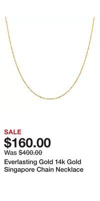 Kohl's Everlasting gold 14k gold singapore chain necklace offer