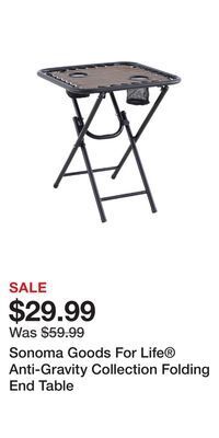 Kohl's Sonoma goods for life® anti-gravity collection folding end table offer