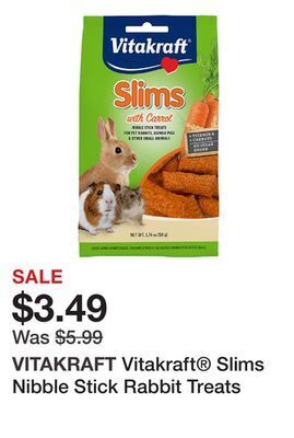 Petsmart Vitakraft® slims nibble stick rabbit treats offer