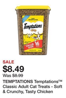 Petsmart Temptations™ classic adult cat treats - soft & crunchy, tasty chicken offer