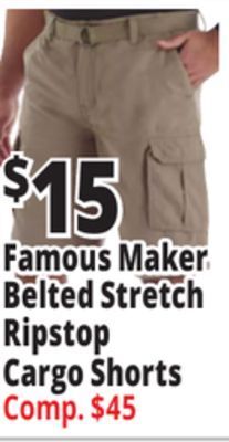 Ocean State Job Lot Famous maker belted stretch ripstop cargo shorts offer