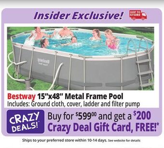 Ocean State Job Lot Bestway 15' x 48 steel pro max above ground pool set offer