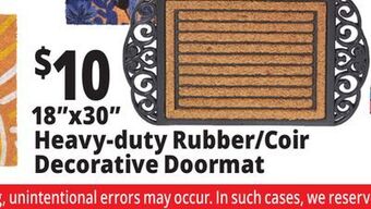 Ocean State Job Lot 18x30 heavy-duty rubber/coir decorative doormat offer