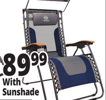 Ocean State Job Lot Coastrail outdoor zero-gravity reclining lounge chair with sun shade, navy/gray offer