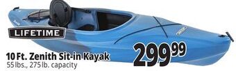 Ocean State Job Lot Lifetime zenith 10' sit-in kayak offer
