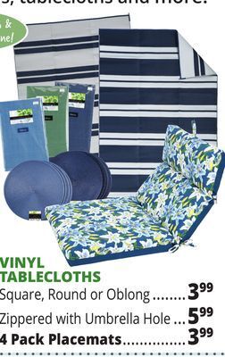 Ocean State Job Lot Vinyl tablecloths offer