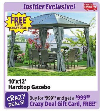 Ocean State Job Lot Essential lounger 10' x 12' hardtop gazebo with mosquito netting, gray offer