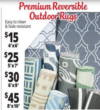 Ocean State Job Lot Premium reversible outdoor rugs offer