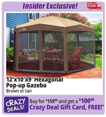 Ocean State Job Lot Hexagonal pop up gazebos offer