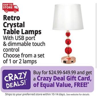 Ocean State Job Lot Retro crystal table lamps offer