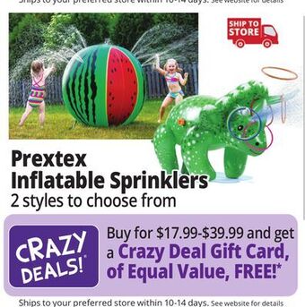 Ocean State Job Lot Prextex inflatable sprinklers offer