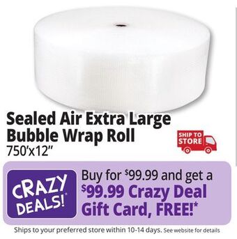Ocean State Job Lot Sealed air extra large 750 ft. bubble wrap roll offer