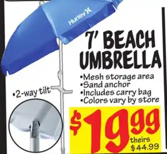 Ollie's Hurley 7' beach umbrella offer