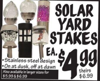 Ollie's Solar yard stakes offer