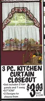 Ollie's 3 pc. kitchen curtain closeout offer