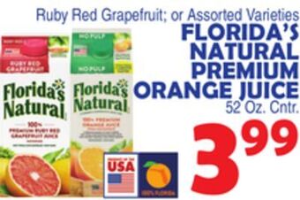 Bravo Supermarkets Florida's natural premium orange juice offer