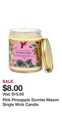 Bath & Body Works Pink pineapple sunrise mason single wick candle offer