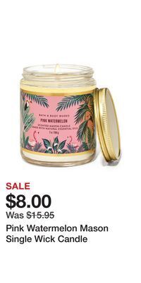 Bath & Body Works Pink watermelon mason single wick candle offer
