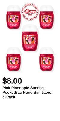 Bath & Body Works Pink pineapple sunrise pocketbac hand sanitizers, 5-pack offer
